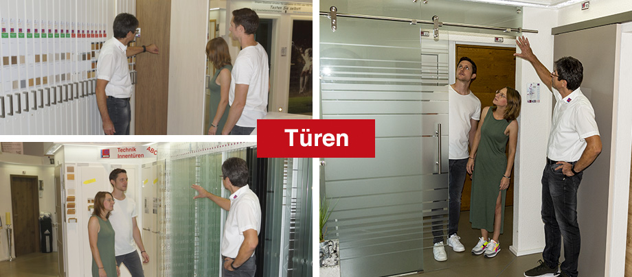 Dekor-Musterwand im Türen-Studio der Ausstellung